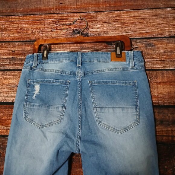 Resfeber Jeans 14 Skinny Boyfriend Cuffed Ankle Distressed Blue Denim Stretch - Picture 5 of 9